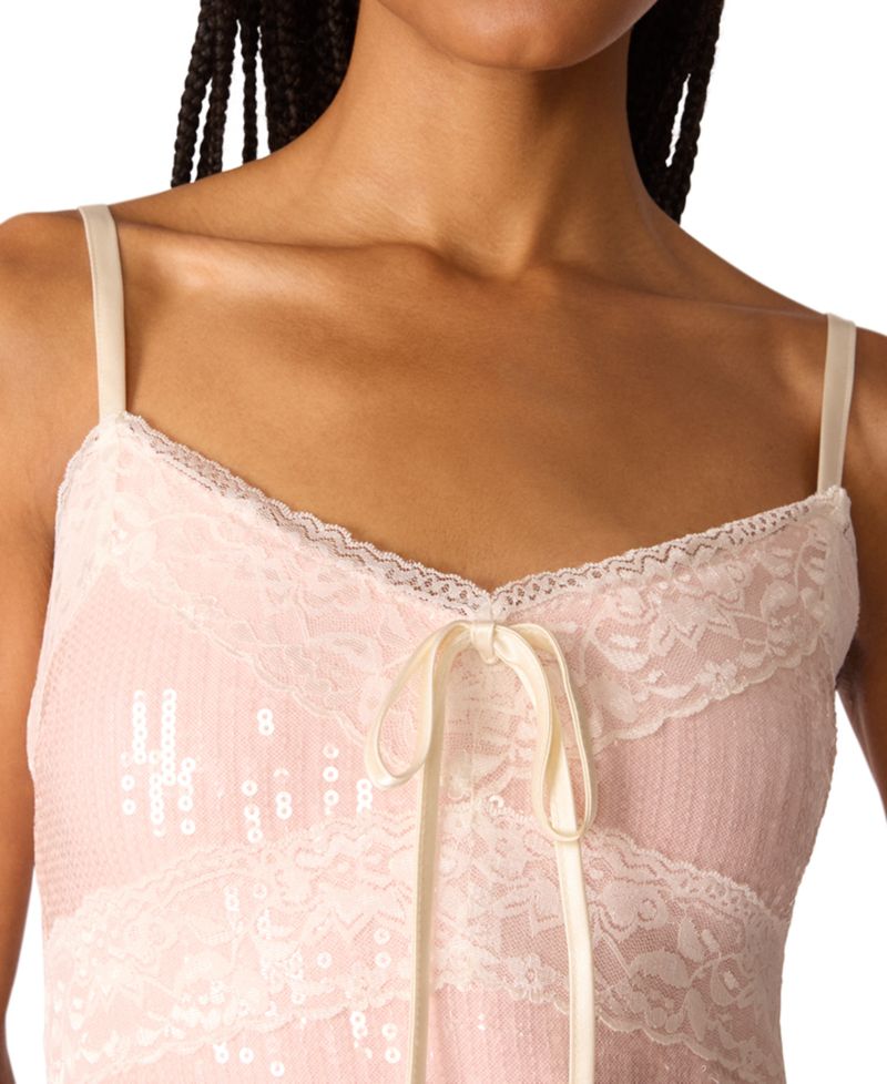 x Paris Hilton Juniors' Sequin & Lace Mini Dress