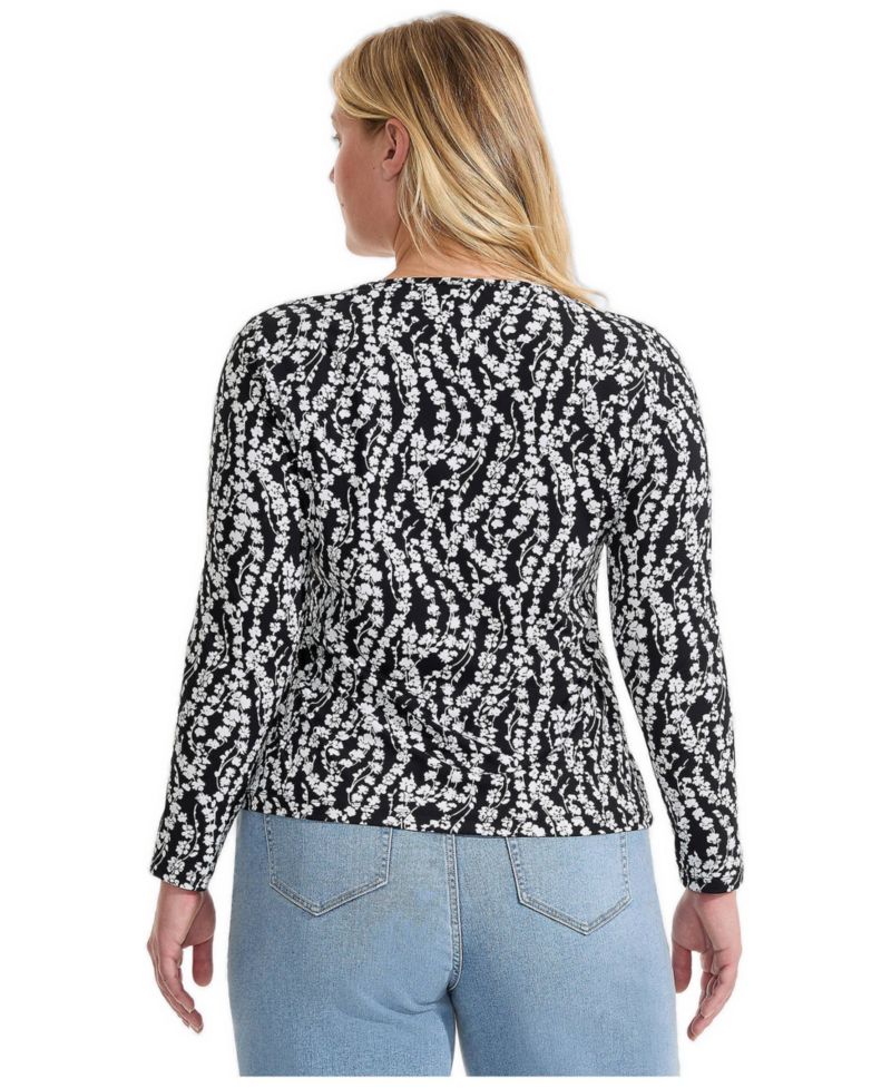 Plus Size Long Sleeve Crewneck Garden Tee - Sunshade UPF 50 Quick Dry