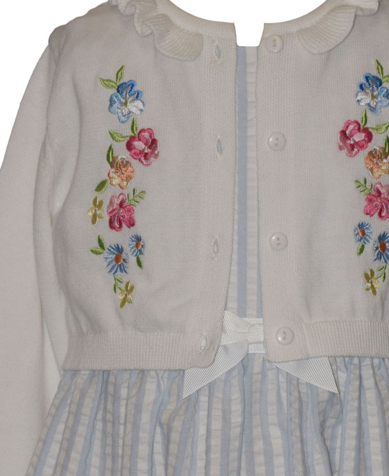 Girls' 2T-6X Floral Round Neck Dress and Cardigan, 2-Piece Set