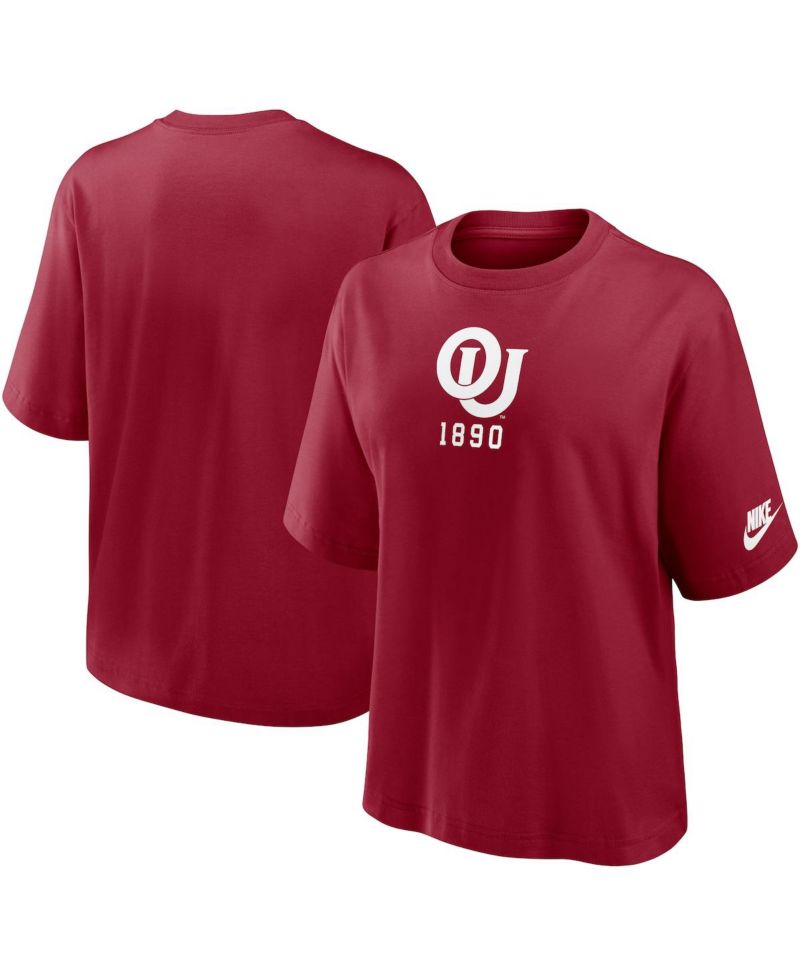 Women's Crimson Oklahoma Sooners Boxy Legacy Established T-Shirt
