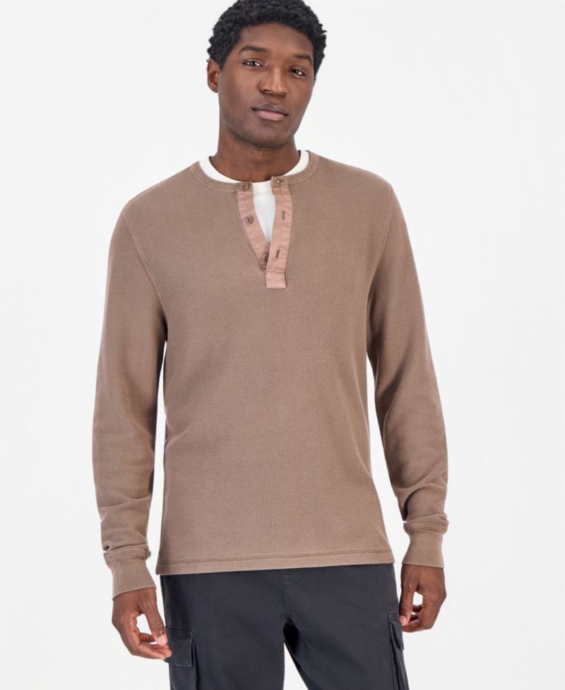 Men's Thermal-Knit Long-Sleeve Henley