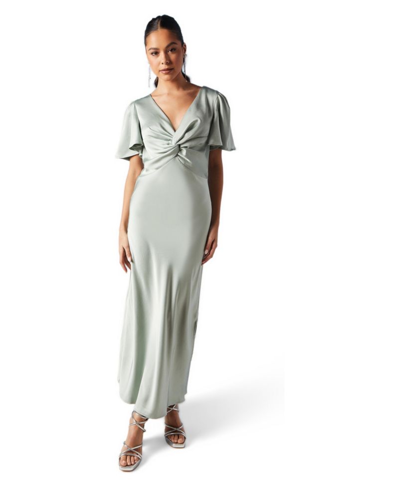 Women's Satin Midi Bridesmaid Dress
