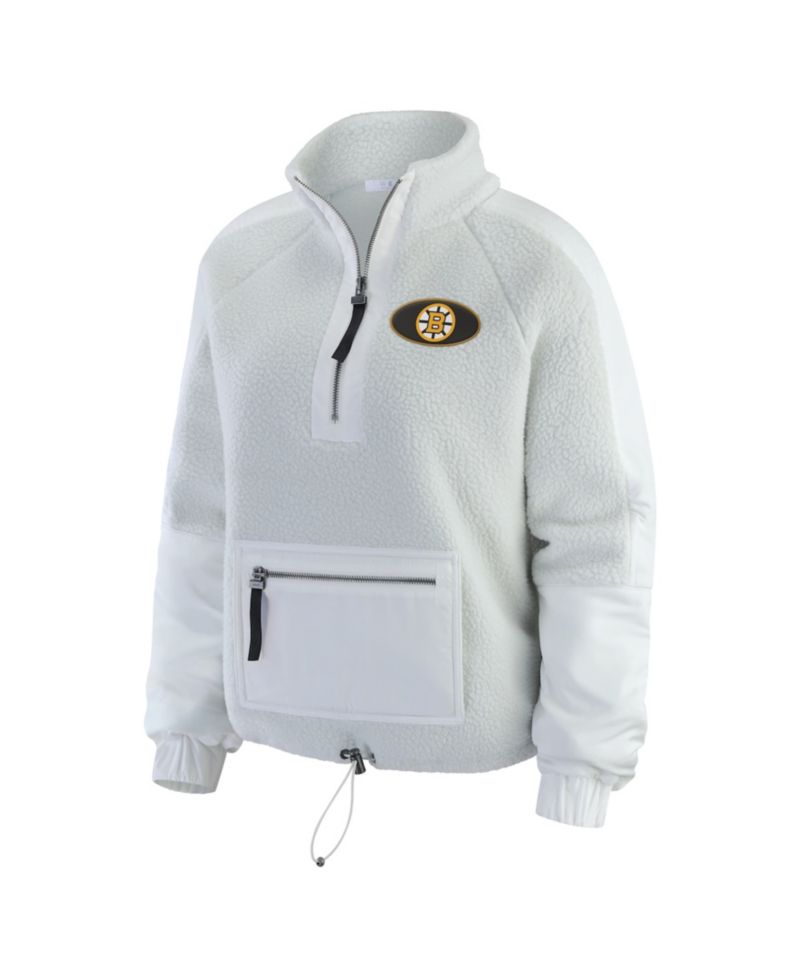 Women's Gray Boston Bruins Polar Fleece Quarter-Zip Jacket