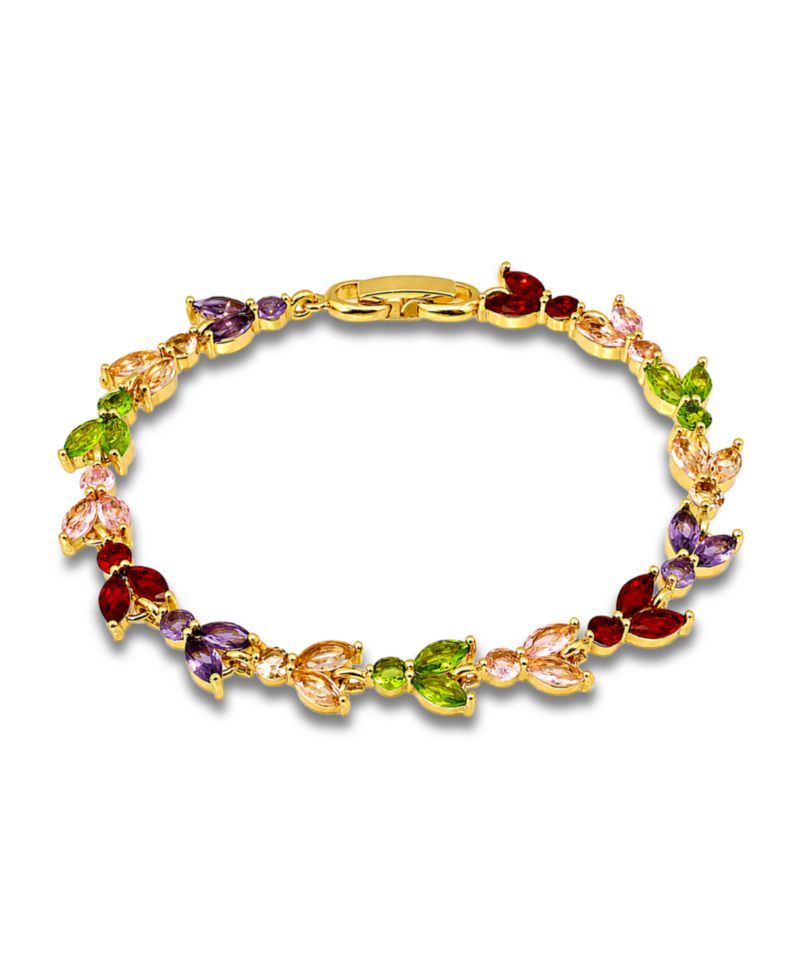 Marquise Cubic Zirconia Alternating in Red, Pink, Green, Champagne, and Purple Stones Bracelet