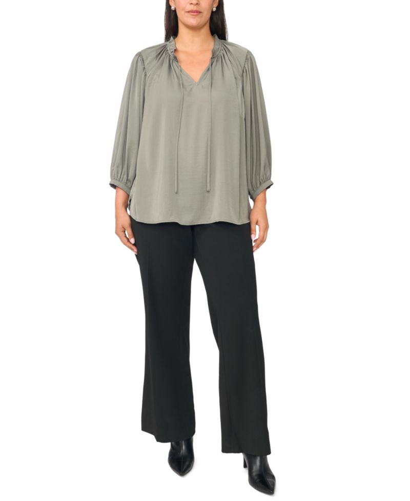 Plus Size Raglan-Sleeve Peasant Blouse