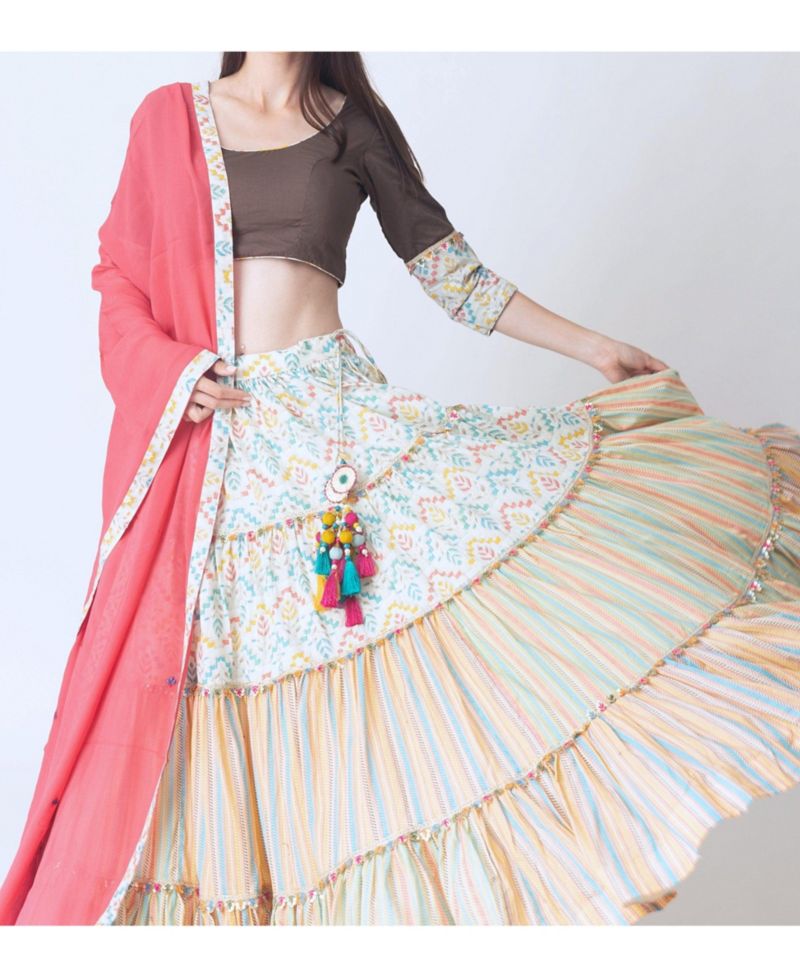 Women's Multi Color Tiered Chaniya Choli