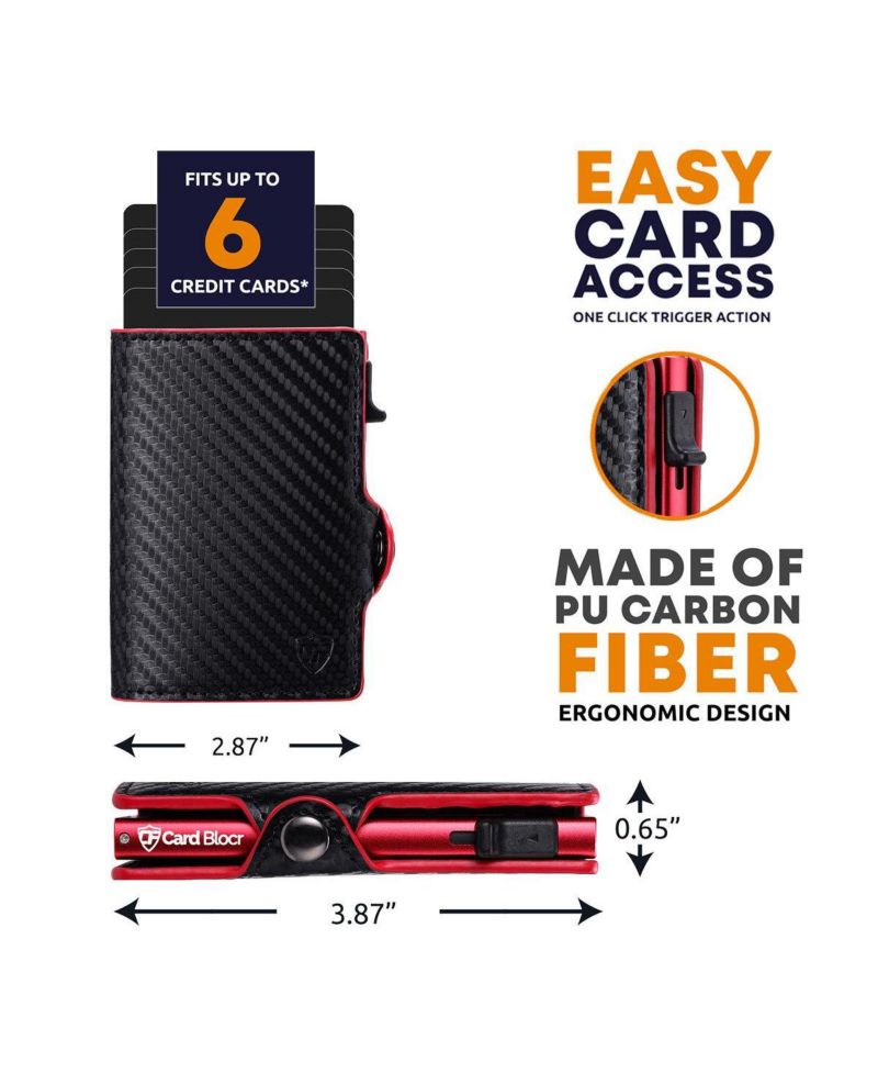 Men's Card Blocr RFID Blocking Card Holder Pop Up Wallet for Men - Minimalist Front Pocket Wallet with Internal Cash ID Storage