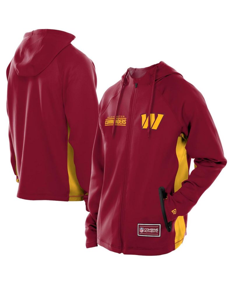 Men's Burgundy Washington Commanders Combine Authentic Raglan Scuba Full-Zip Hoodie