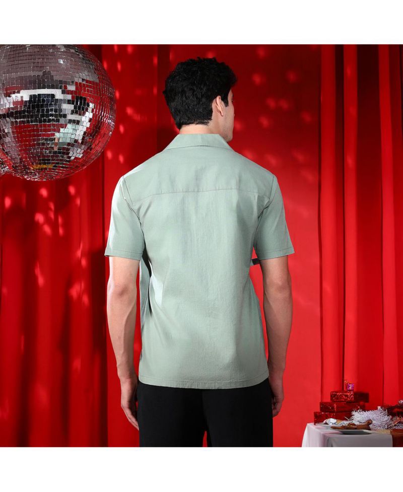 Men's Sage Green Korean Wrap Shirt