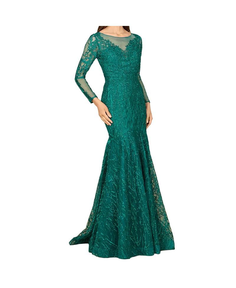 Women's Mermaid, Long Sleeve Lace Gown