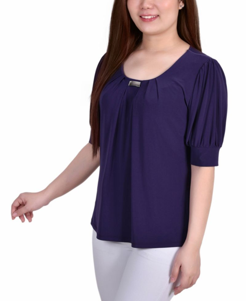 Petite Short Sleeve Balloon Sleeve Top