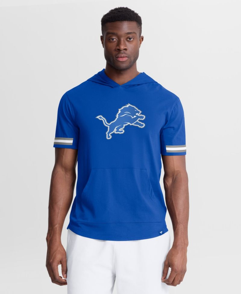 Men's Blue Detroit Lions Optimal Play Short Sleeve Hooded T-Shirt