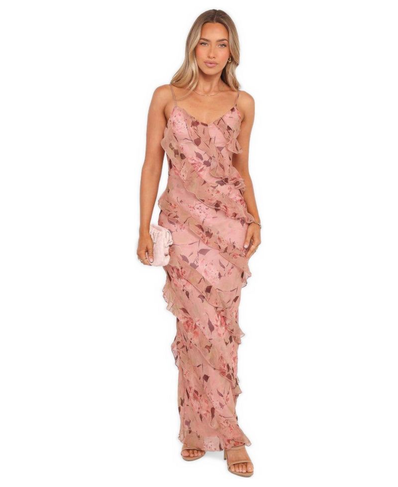 Women's Ciao Ruffles Maxi Dress - Pale Pink Floral