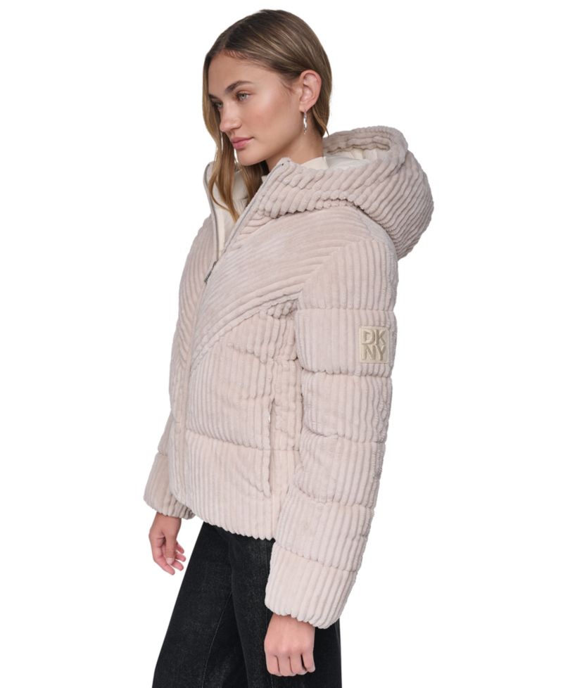 Women's Hooded Corduroy Puffer Jacket