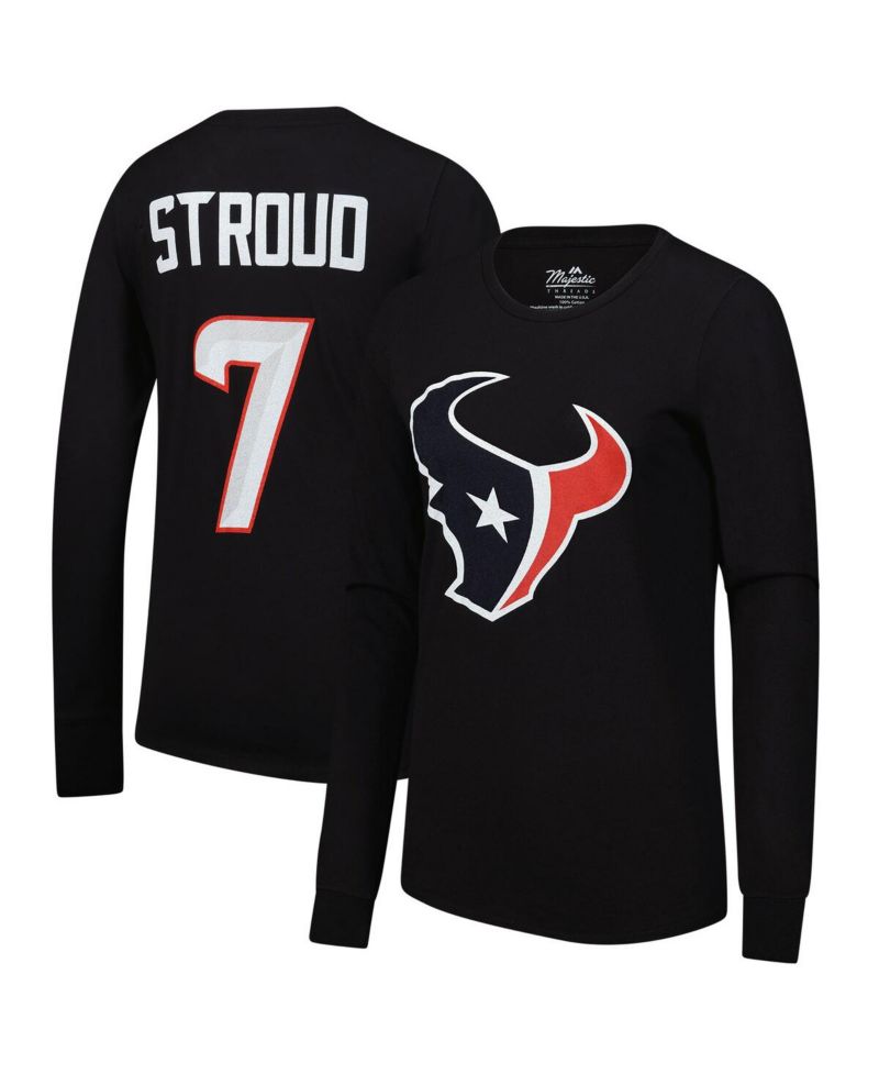 Women's C.J. Stroud Navy Houston Texans Player Name & Number Long Sleeve T-Shirt