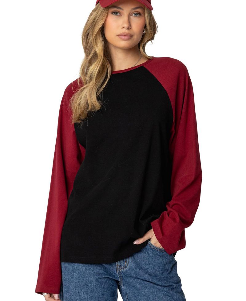 Women's Oversized Raglan Long Sleeve T Shirt