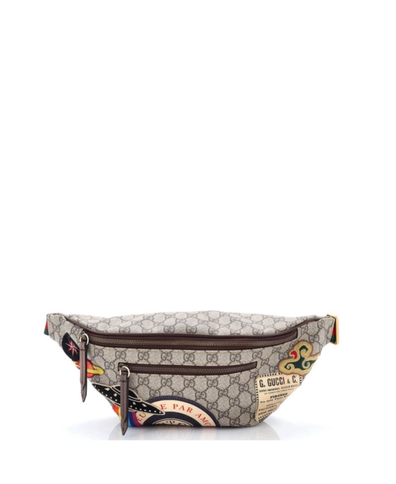 Courrier Zip Belt Bag GG Coated Canvas with Applique