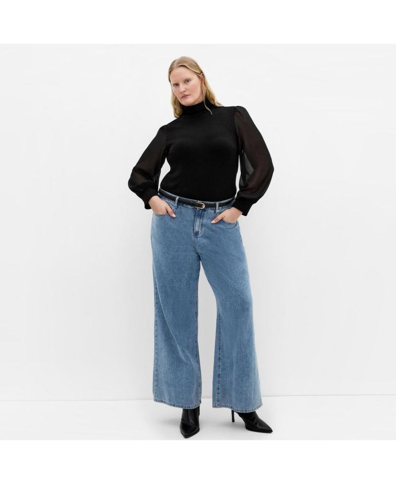 Plus Size Sheer Sleeve Sweater