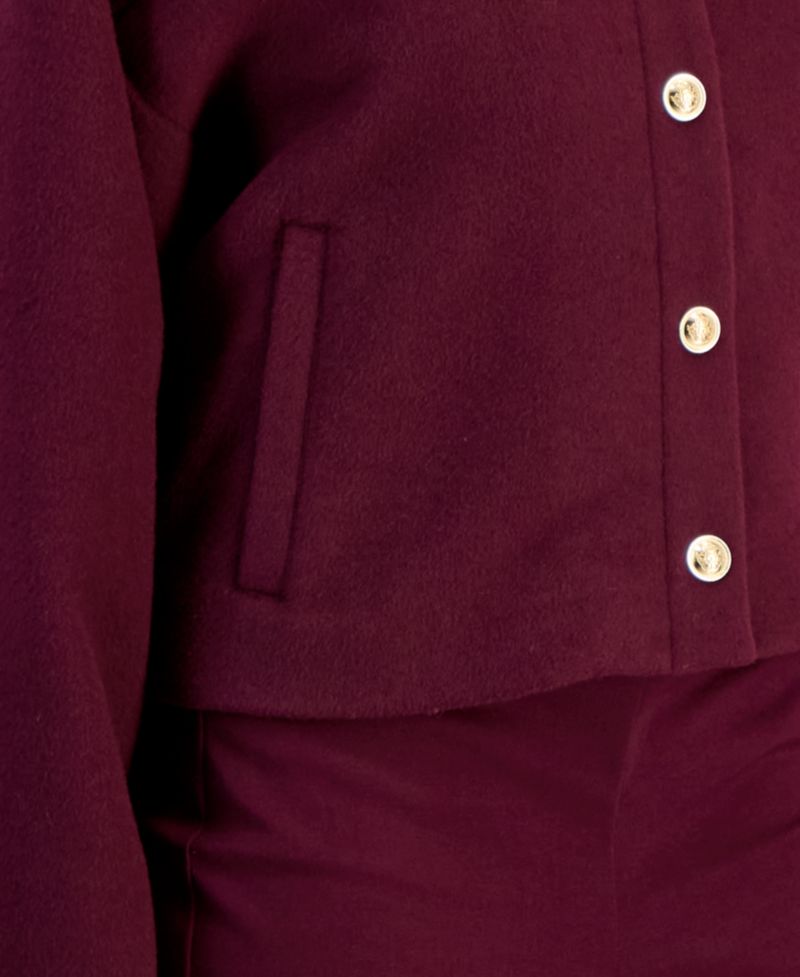 Petite Poly-Wool Blend Snap-Front Jacket