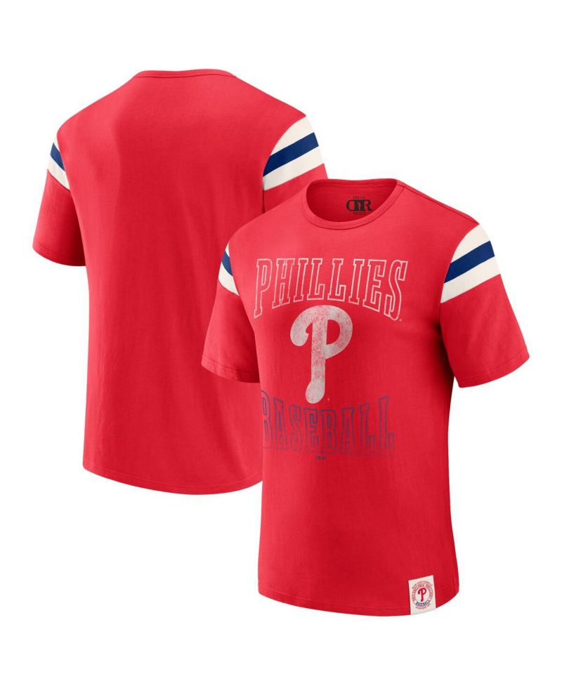 Darius Rucker Collection by Men's Red Philadelphia Phillies Distressed Sleeve Stripe T-Shirt