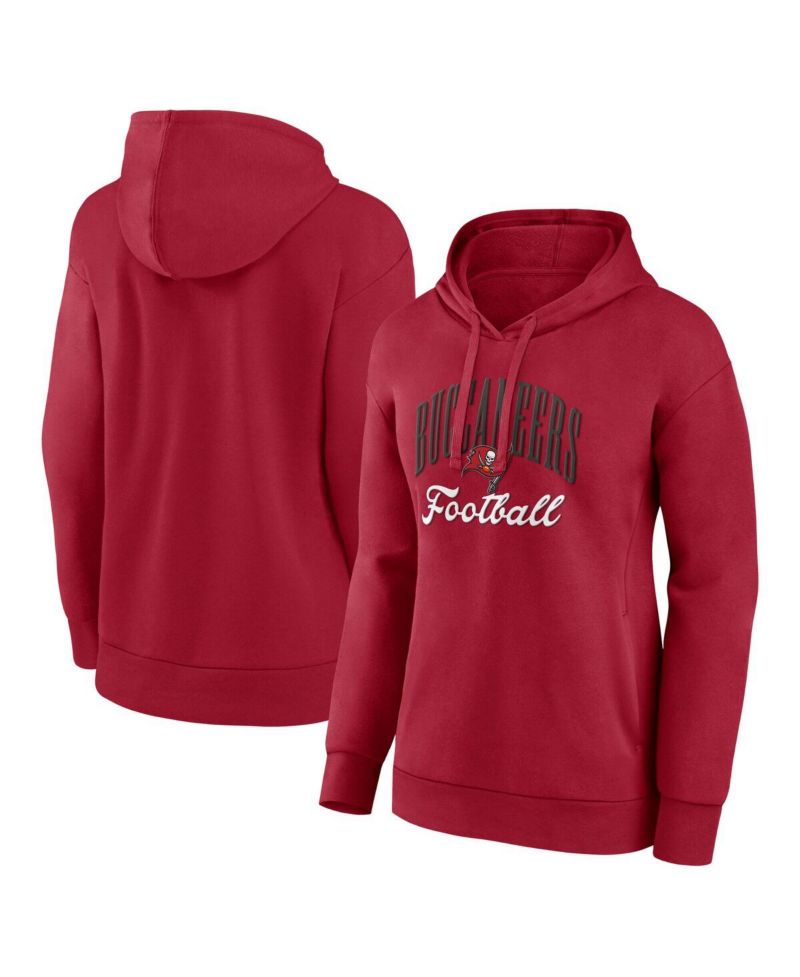 Women's Red Tampa Bay Buccaneers Team Logo Victory Script Pullover Hoodie