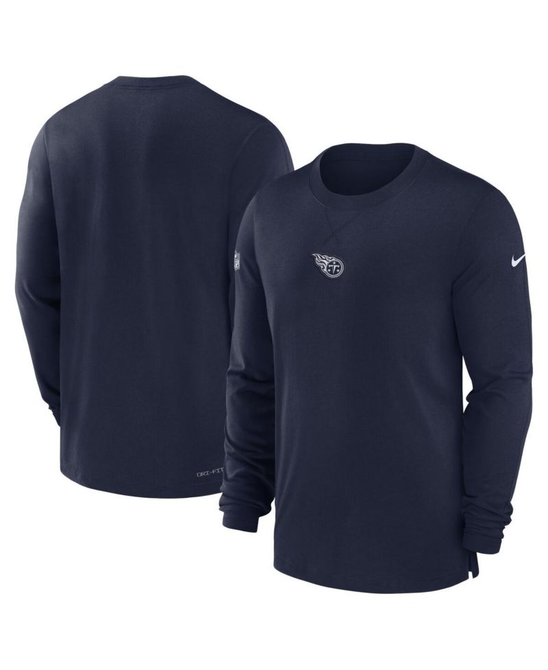 Men's Navy Tennessee Titans 2023 Sideline Performance Long Sleeve T-shirt