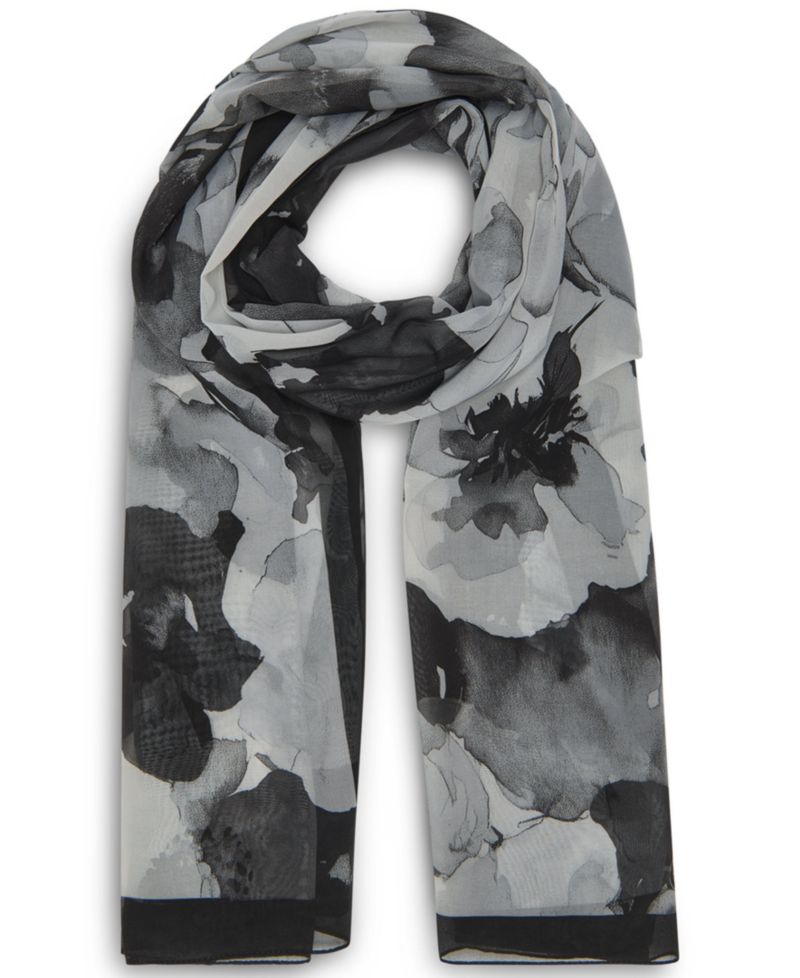 Women's Tonal Floral Chiffon Scarf