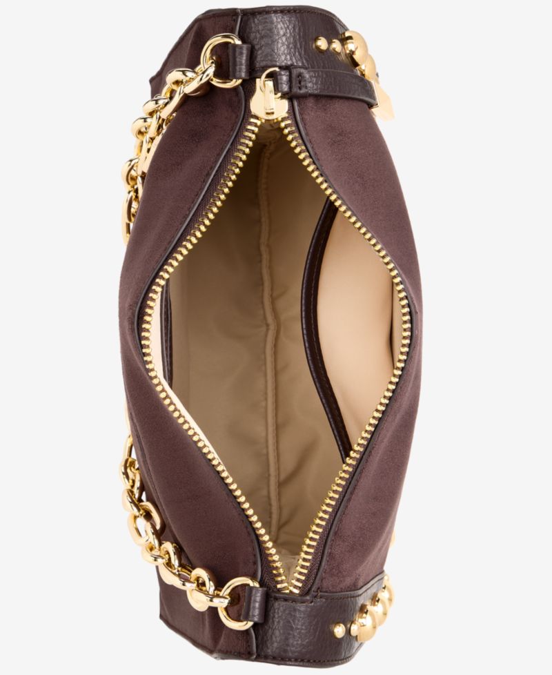 Fyonna Faux Suede Studded Shoulder Bag