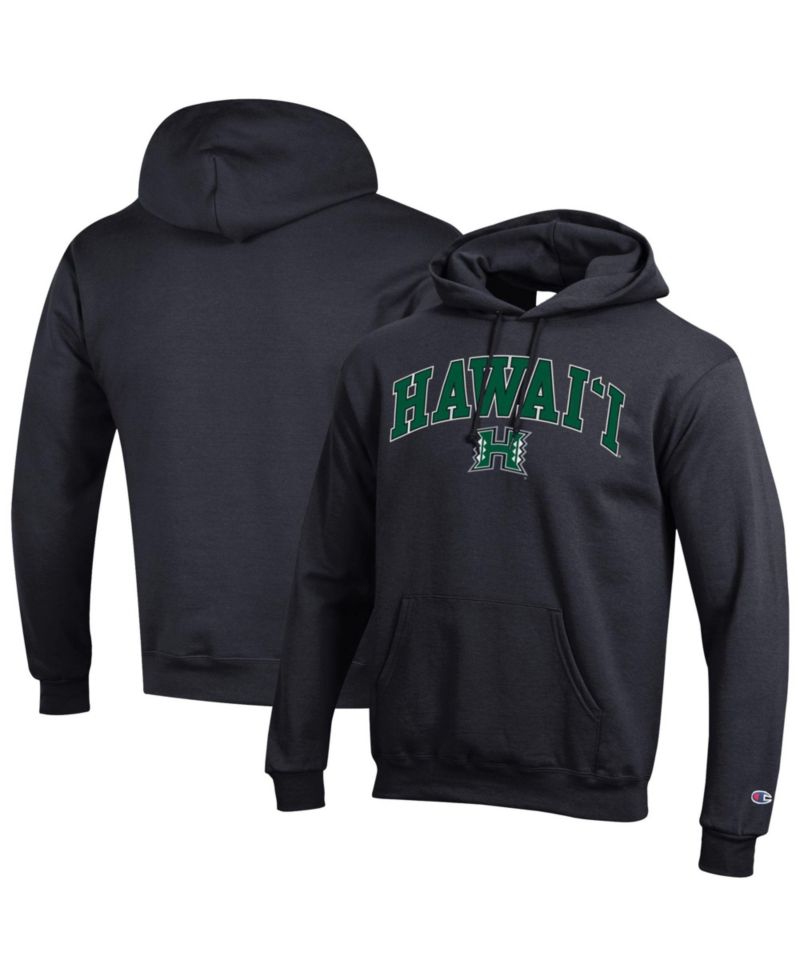 Men's Champion Black Hawaii Rainbow Warriors Arched Logo Fleece Pullover Hoodie