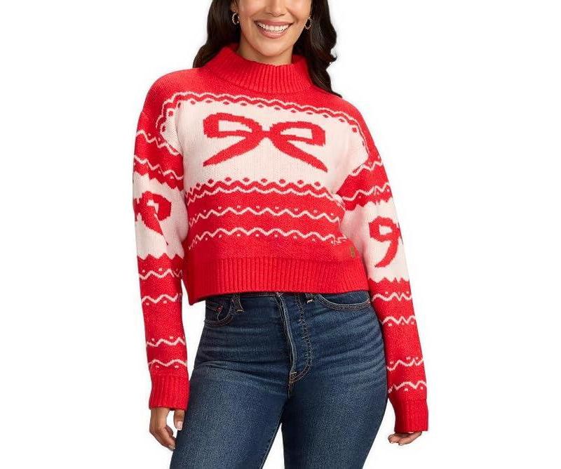Women's Bow Cropped Christmas Sweater