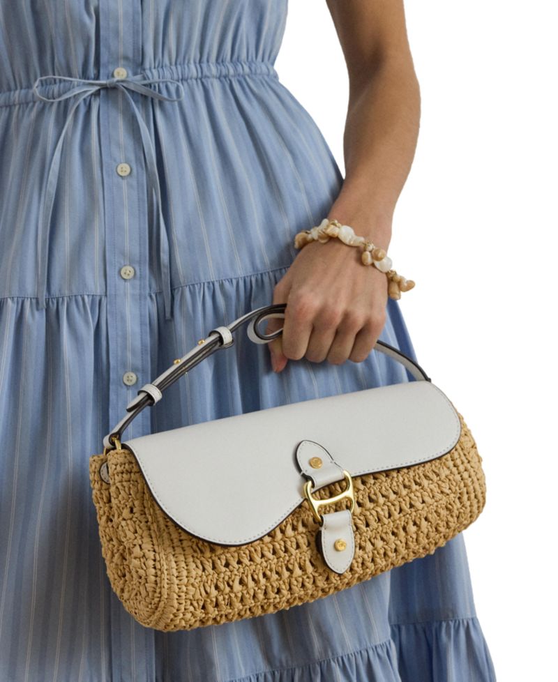 Tasha Straw Small East-West Shoulder Bag