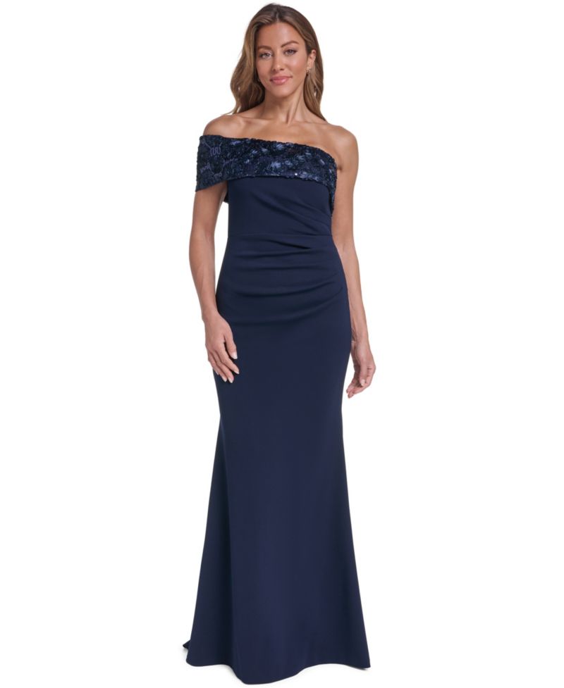 Women's Off-the-Shoulder Side-Tuck Long Dress