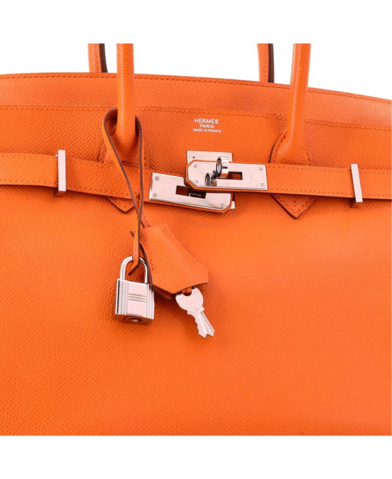 Birkin 30 Handbag Orange Epsom with Palladium Hardware