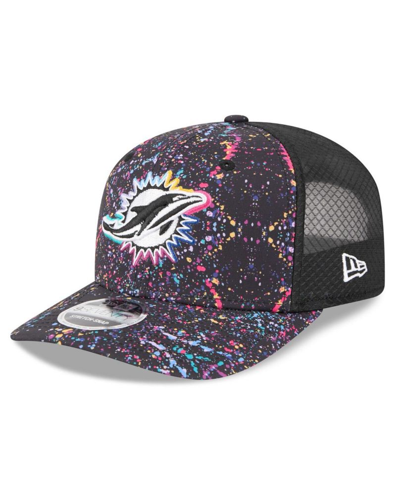 Men's Black Miami Dolphins 2025 NFL Crucial Catch 9SEVENTY Adjustable Hat