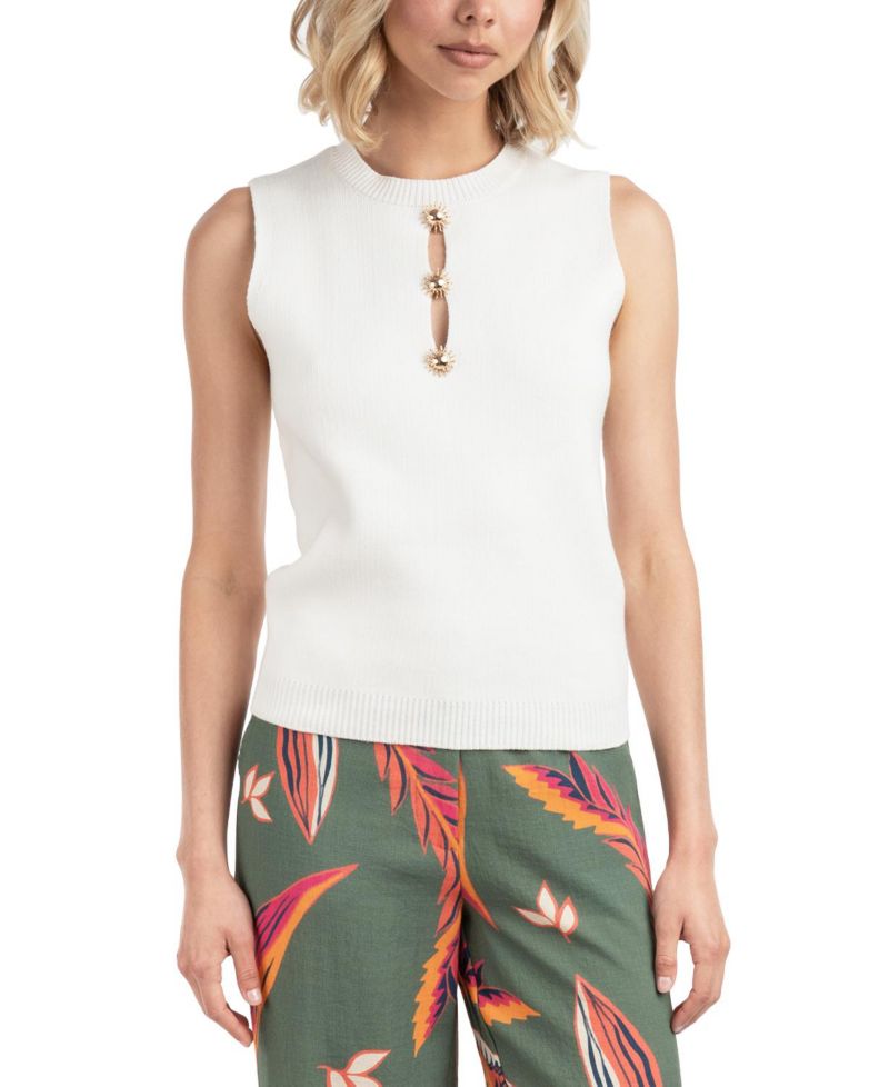 Women's Knit Top With Embellish Trims