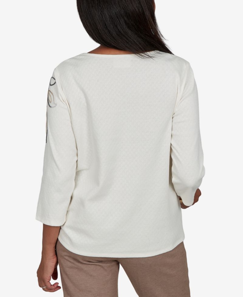 Petite Floral Ruched 3/4-Sleeve T-Shirt