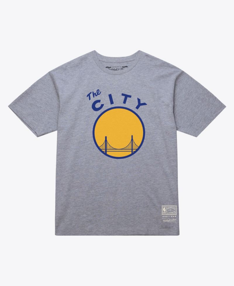 Men's and Women's Heather Gray Golden State Warriors Hardwood Classics Arch T-Shirt