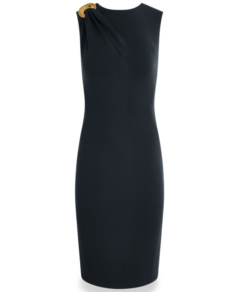 Women's Sleeveless Jewel Neck Sheath Dress