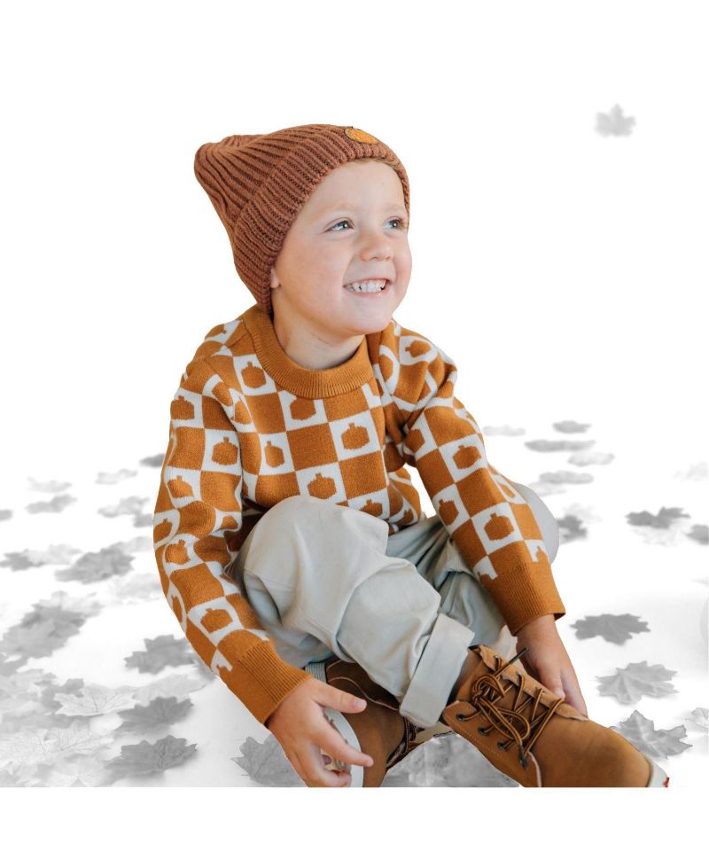 Big Boys (10-12) Pumpkin Checkers Sweater