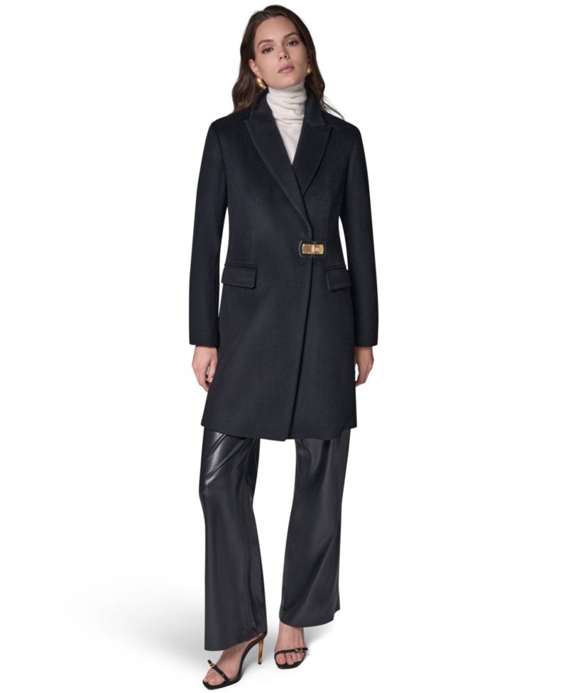 Women's Buttoned Notch Collared Coat