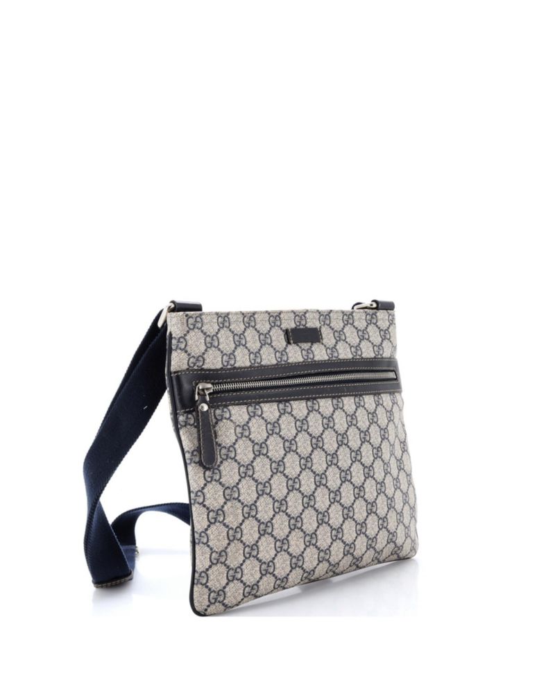 Medium Front Zip Flat Messenger Bag GG Coated Canvas