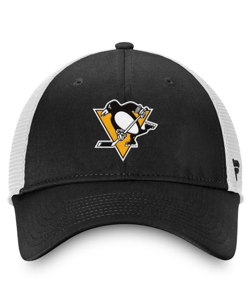 Men's Black/White Pittsburgh Penguins Core Primary Logo Trucker Adjustable Hat