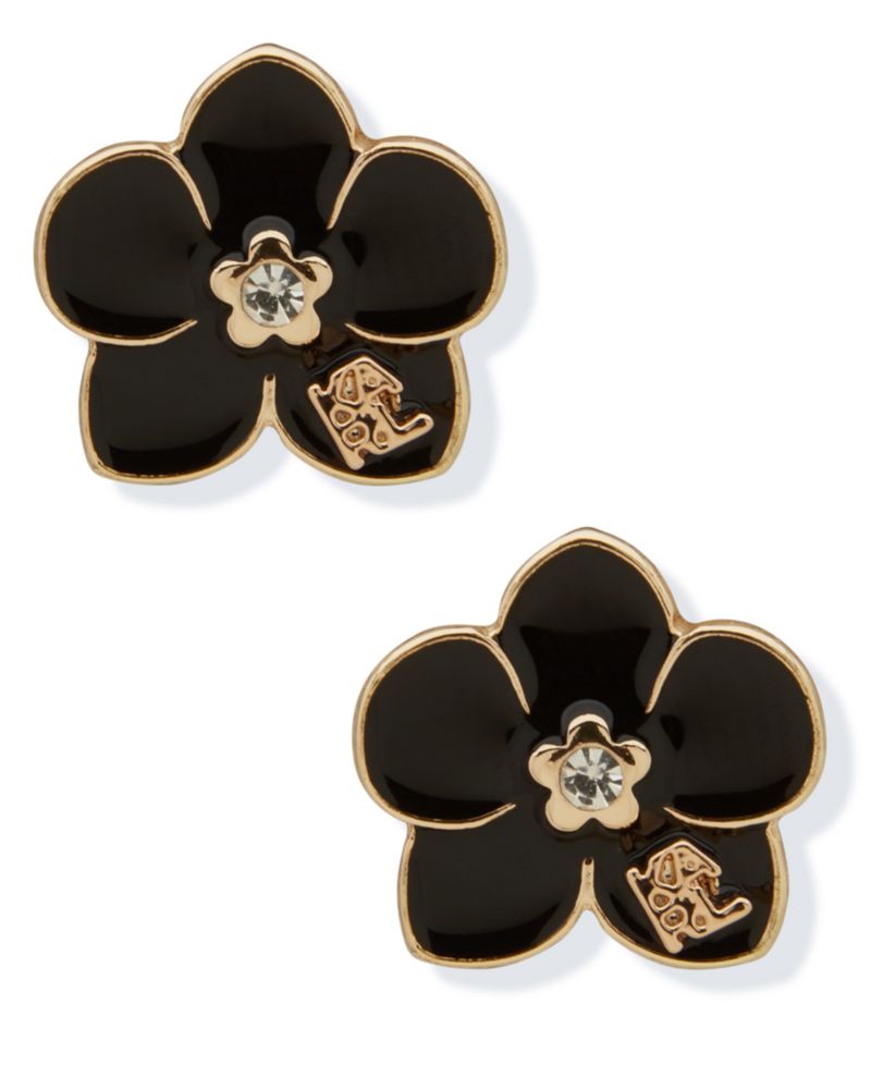 Glass Stone Orchid Stud Earrings