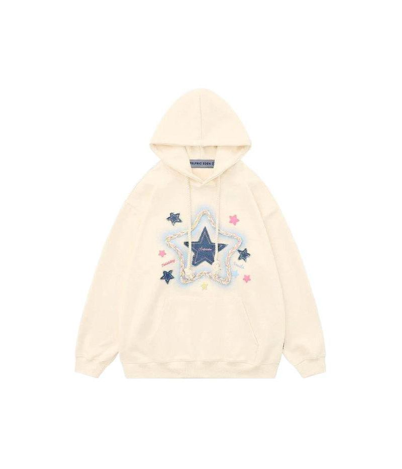 Women's Denim Star Applique Hoodie