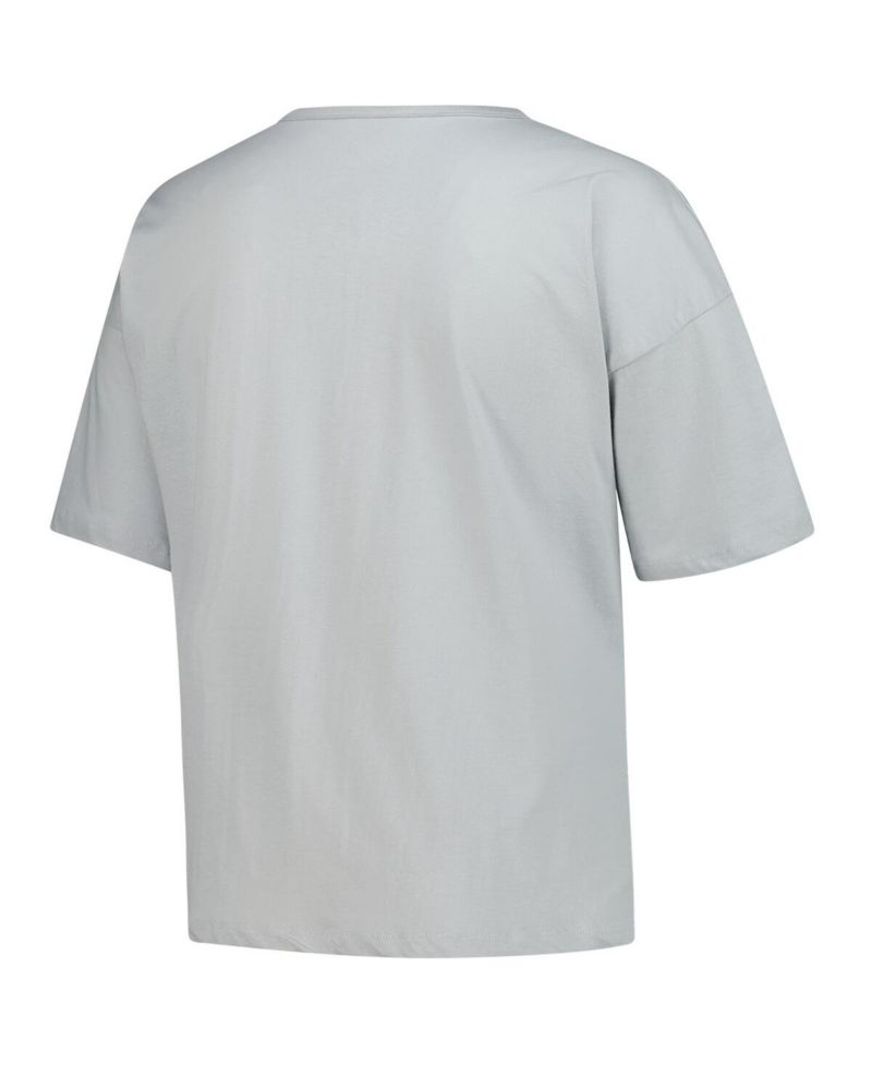 Women's Gray Michigan Wolverines Plus Size Winning Gear Notch Neck T-Shirt