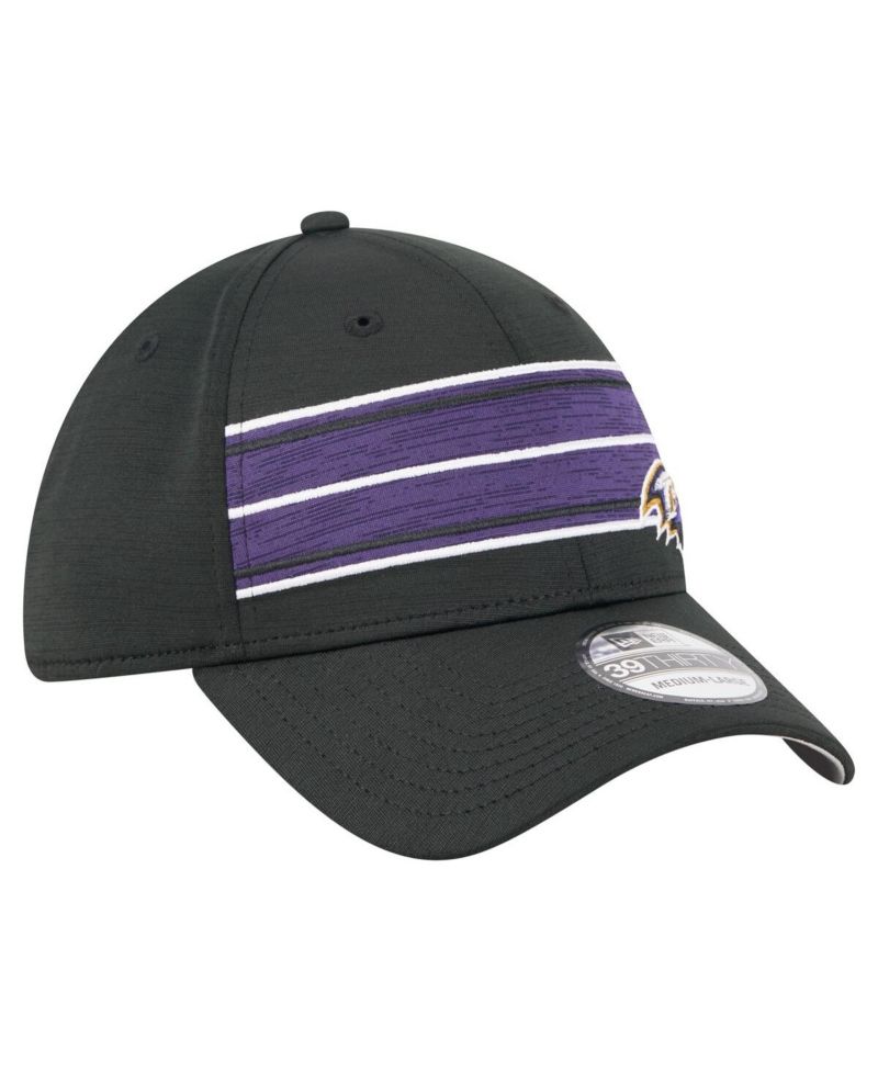 Men's Black Baltimore Ravens Stripes 39THIRTY Flex Hat