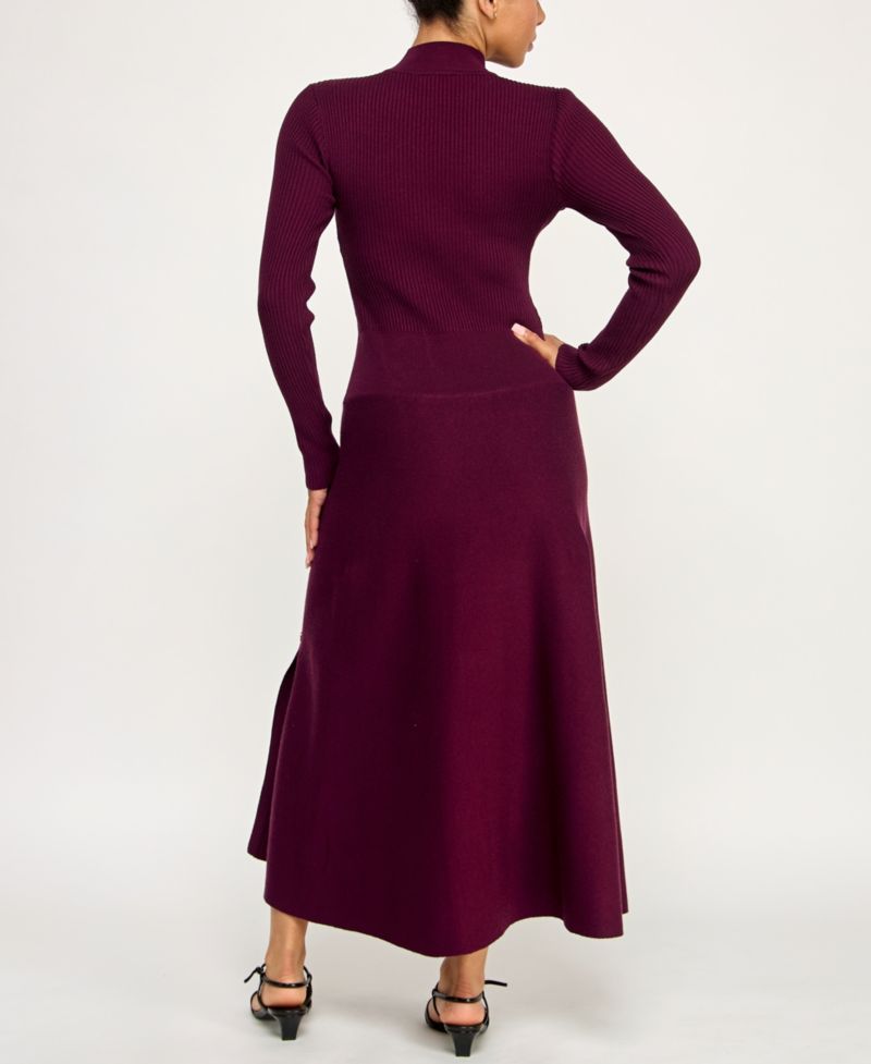 Juniors' Mini Buttons A-Line Sweater Dress