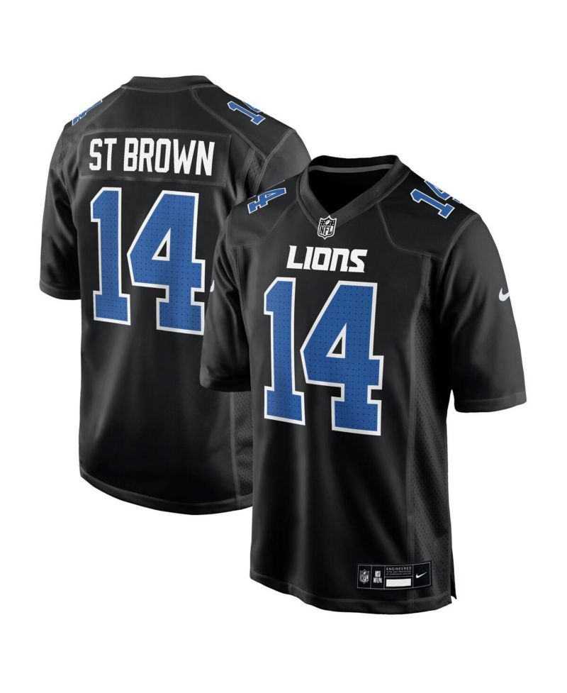 Men's Amon-Ra St. Brown Carbon Black Detroit Lions Carbon Fashion Jersey