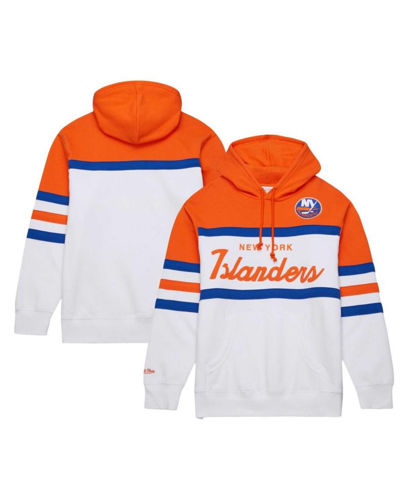 Men's White, Orange New York Islanders Head Coach Pullover Hoodie