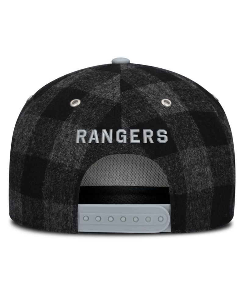 Men's Black/Gray New York Rangers Huntsman Plaid A-Frame Adjustable Hat